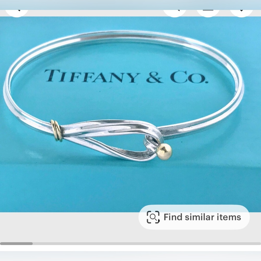 Tiffany & Co 18k Yellow Gold Hook & Eye Loop Sterling Silver Bracelet - Picture 7 of 11